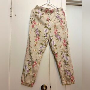 GAP Floral Print Pants with Pink and Purple Accents pink M
